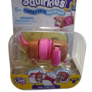 Moose Toys Little Live Pets  POP TUBE PUP  Squirkies Fidget, Pink Brown Dog NEW